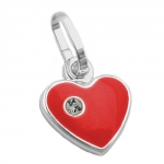 pendant 9mm heart red lacquered with glass stone silver 925 - 90311