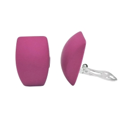 earring clip-on trapezium, pink matt - 01366