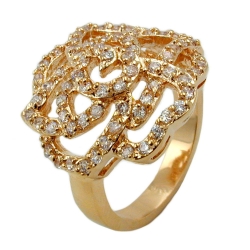 ring with zirconia, rose, gold plated, 3 micron - 30063-56
