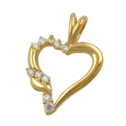 pendant heart with zirconia , 3 micron gold-plated - 30246