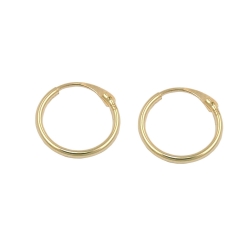 hoop earrings 1x1mm wire hoop with plug-in closure shiny 9Kt GOLD - 430304