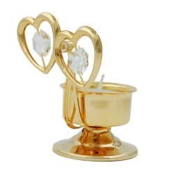 candle holder 2 hearts with crystal elements - 70022