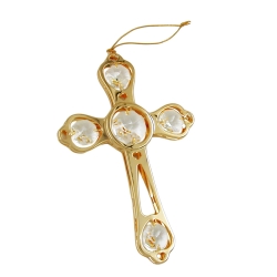 cross with crystal elements gold plated - 70501