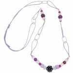 necklace, spiral pearl, purple, 100cm