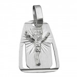 Anhnger 18x13mm Platte mit Jesus matt-glnzend diamantiert Silber 925
