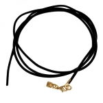 band, leather black, gold clasp, 100cm
