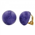 clip-on earring round 18mm purple marbled