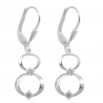 earring, 2 rings zirconia, silver 925