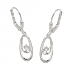 earring circle with pearl, silver 925