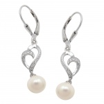 earring leverback pearl zirc. silver 925