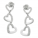 earrings 3x hearts zirconias silver 925