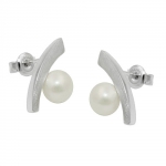 earrings bow imitation pearl, silver 925