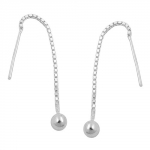 earrings, chain with ball, silver 925