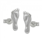 earrings, feet, polished, silver 925 