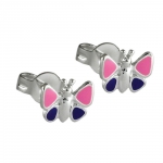 earrings, purple butterflies, silver 925