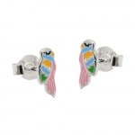 earrings studs parrot colour silver 925