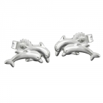 earstuds, 11mm dolphin, silver 925