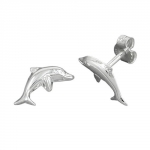 earstuds, leaping dolphin, silver 925