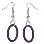 hook earrings chain links lilac and blackened silver colour