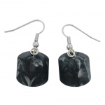 hook earrings grey black marbled beads