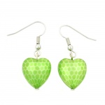 hook earrings heart green
