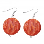 hook earrings marbled beads orange red
