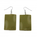 hook earrings pillow bead shaped green olive