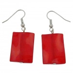 hook earrings pillow bead silky red