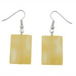 hook earrings pillow bead yellow silky glossy