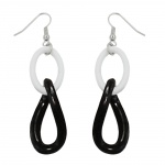 hook earrings plastic chain links black and white
