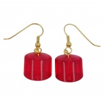 hook earrings red beads gold coloured