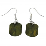 hook earrings slanted bead green olive