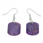 hook earrings slanted bead purple