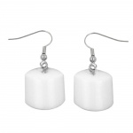 hook earrings slanted bead white glossy