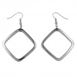 hook earrings square silver coloured shiny