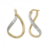 hoop earings 23x2mm oval bicolor diamond twisted 9k gold