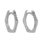 hoop earring hexagon zirconia silver 925