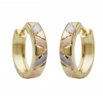 Hoop earrings 11,5x3mm hinged tricolor diamond cut 9K GOLD