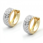 hoop earrings 12x5mm hinged hoop bicolor diamond cut 9k GOLD