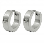 hoop earrings 13x4mm hinged hoops with white glass stone stainless steel