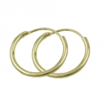 hoop earrings 15x1.1 mm wire plug-in closure shiny 9k gold