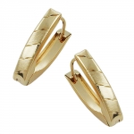 hoop earrings 18.5x4mm hinged v-shape slanted diamond cut 9k gold