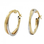 hoop earrings 19x2mm bicolor yellow gold and white gold 9k gold