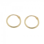 hoop earrings 1x1mm wire hoop with plug-in closure shiny 9Kt GOLD