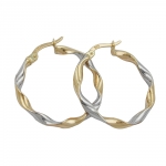 hoop earrings 26x3mm oval bicolor twisted 9k gold