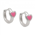 hoop earrings, heart pink, silver 925
