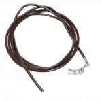 leather strap round cord cowhide 2mm brown colored with 1x clasp silver colored ca. 1m