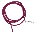 leather strap round cord cowhide 2mm fuchsia berry colored with 1x clasp silver colored ca. 1m