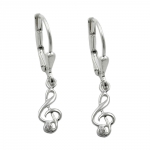 leverback earrings, clef, zirconia, silver 925