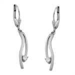 leverback earrings dangle 35x5mm zirconia matte shiny 9k white gold